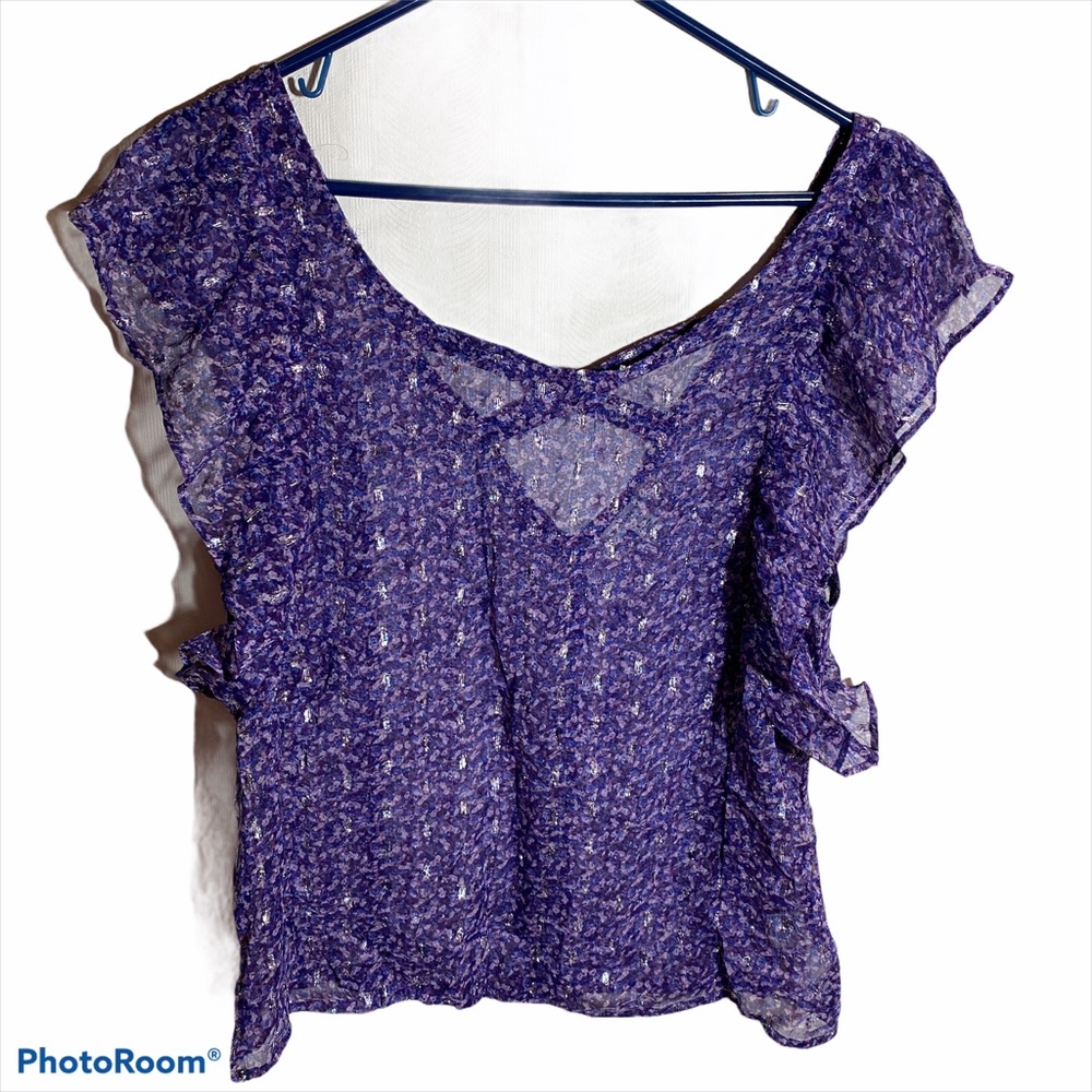 American Eagle Shear Blouse Purple & Metalic